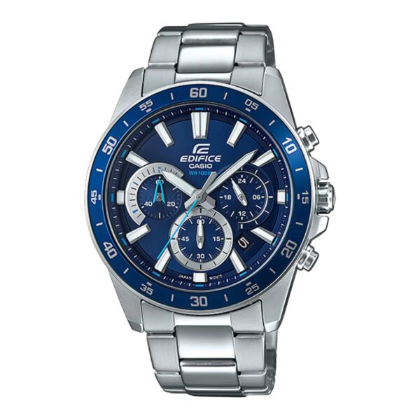Casio Edifice EFV-570D-2AVUDF srebreno kućište plavi brojčanik metalna narukvica muški sat