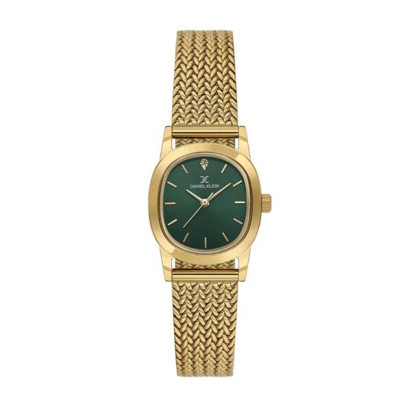 Daniel Klein DK14328-4 zlatno ovalno kućište zeleni brojčanik mrežasta narukvica ženski sat