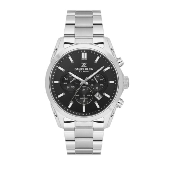Daniel Klein Exclusive DK14343-2 srebreno kućište crni brojčanik metalna narukvica muški sat