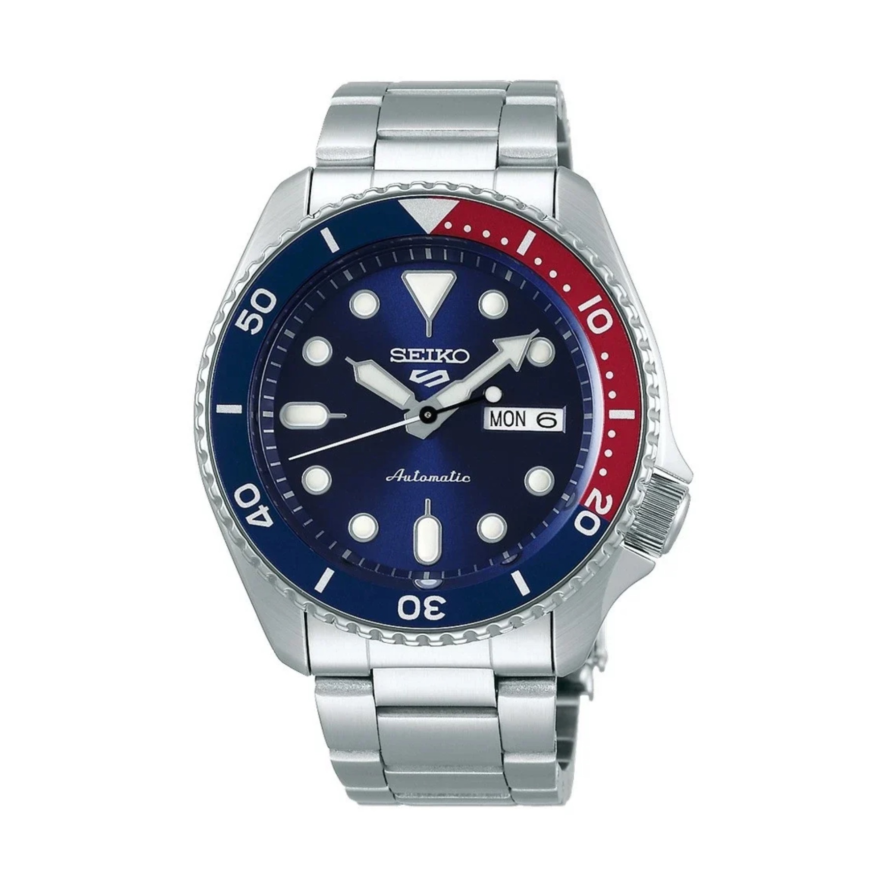 Seiko 5 Sports SRPD53K1 Pepsi automatski muški sat srebreno kućište plavi brojčanik metalna narukvica
