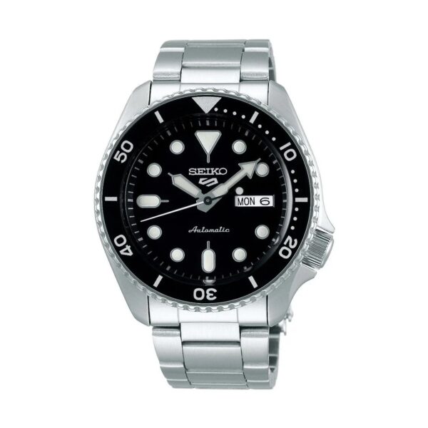 Seiko 5 Sports SRPD55K1 automatski muški sat srebreno kućište crni brojčanik metalna narukvica