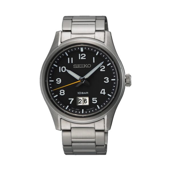 Seiko Classic SUR569P1 srebreno kućište crni brojčanik safirno staklo metalna narukvica muški sat